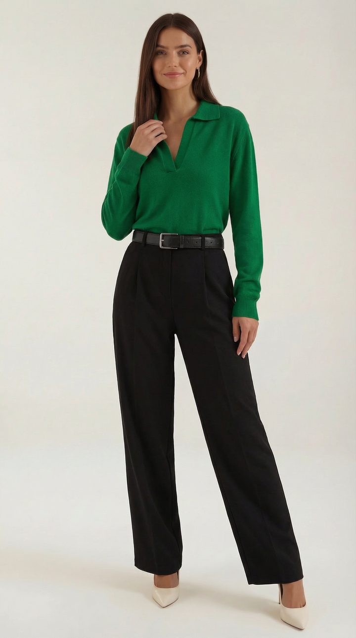 Margaret Casual V-Neck Polo Sweater