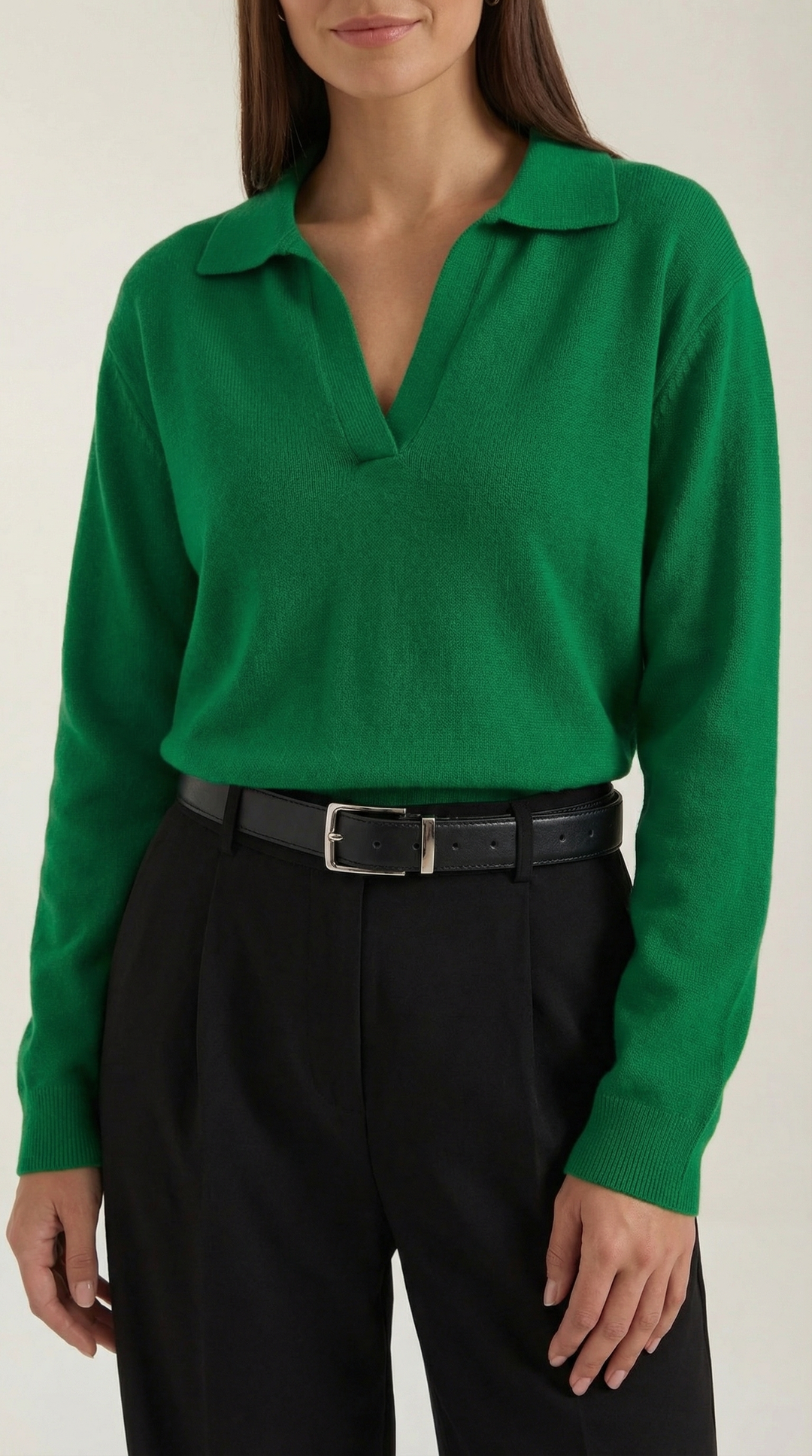 Margaret Casual V-Neck Polo Sweater