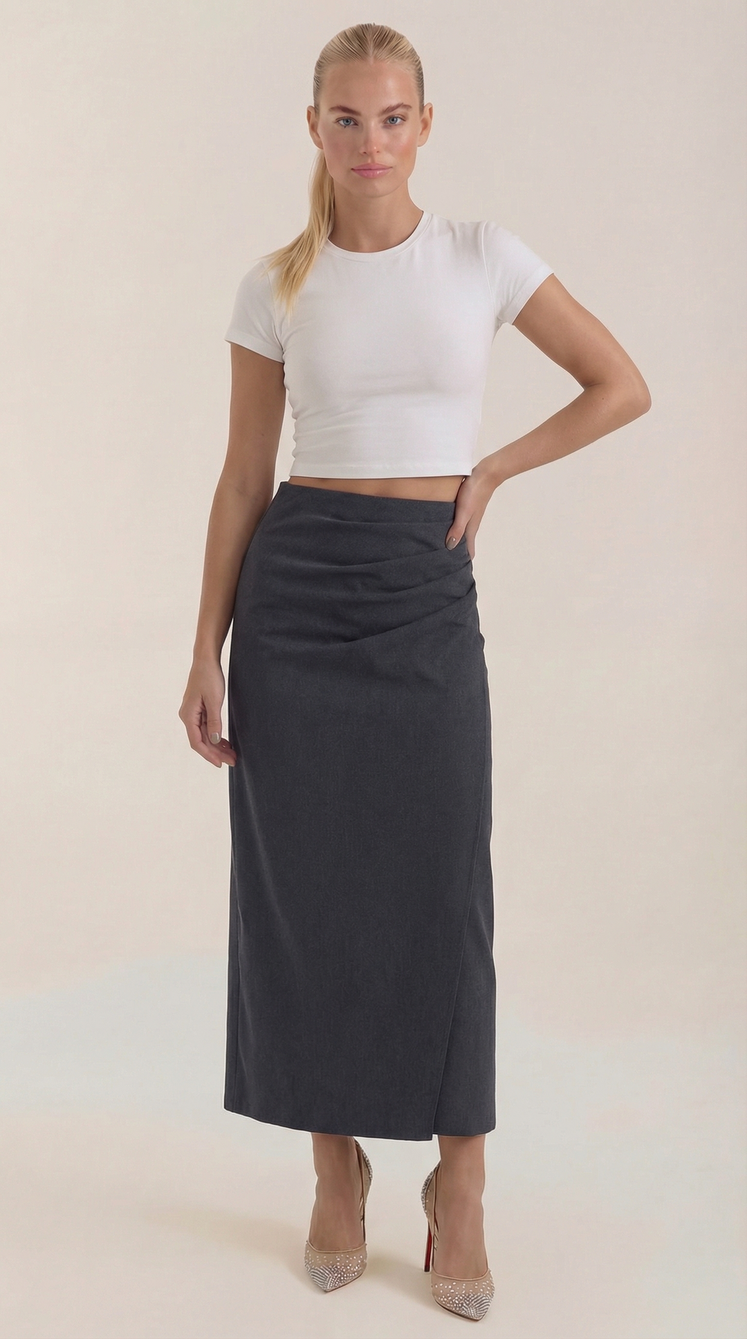 Elsie Ruched Midi Skirt