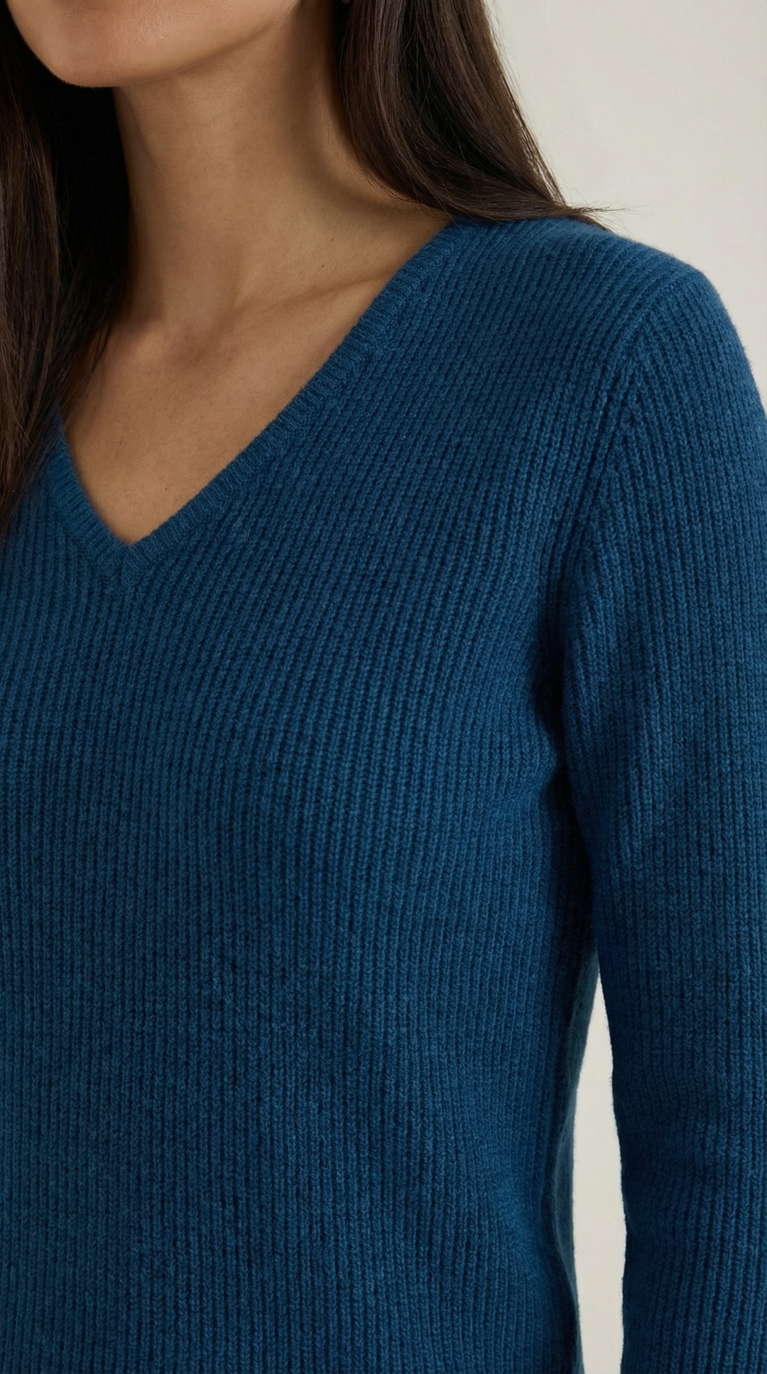 Michelle Ribbed V-Neck Sweater