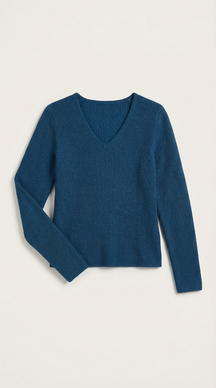 Michelle Ribbed V-Neck Sweater