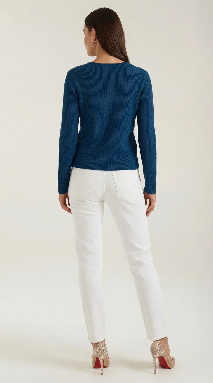 Michelle Ribbed V-Neck Sweater