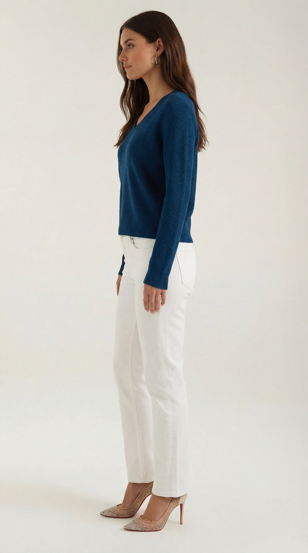 Michelle Ribbed V-Neck Sweater