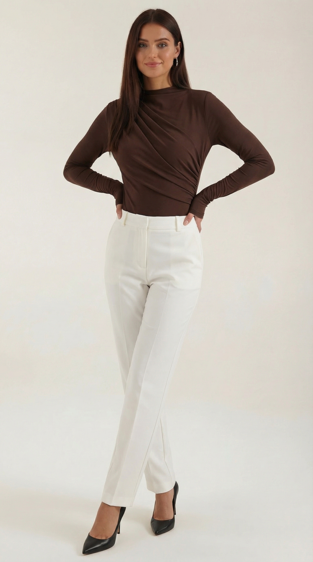 Audrey Ruched Long-Sleeve Bodysuit