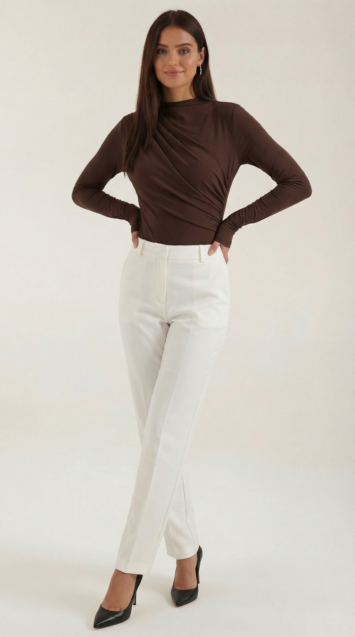 Audrey Ruched Long-Sleeve Bodysuit