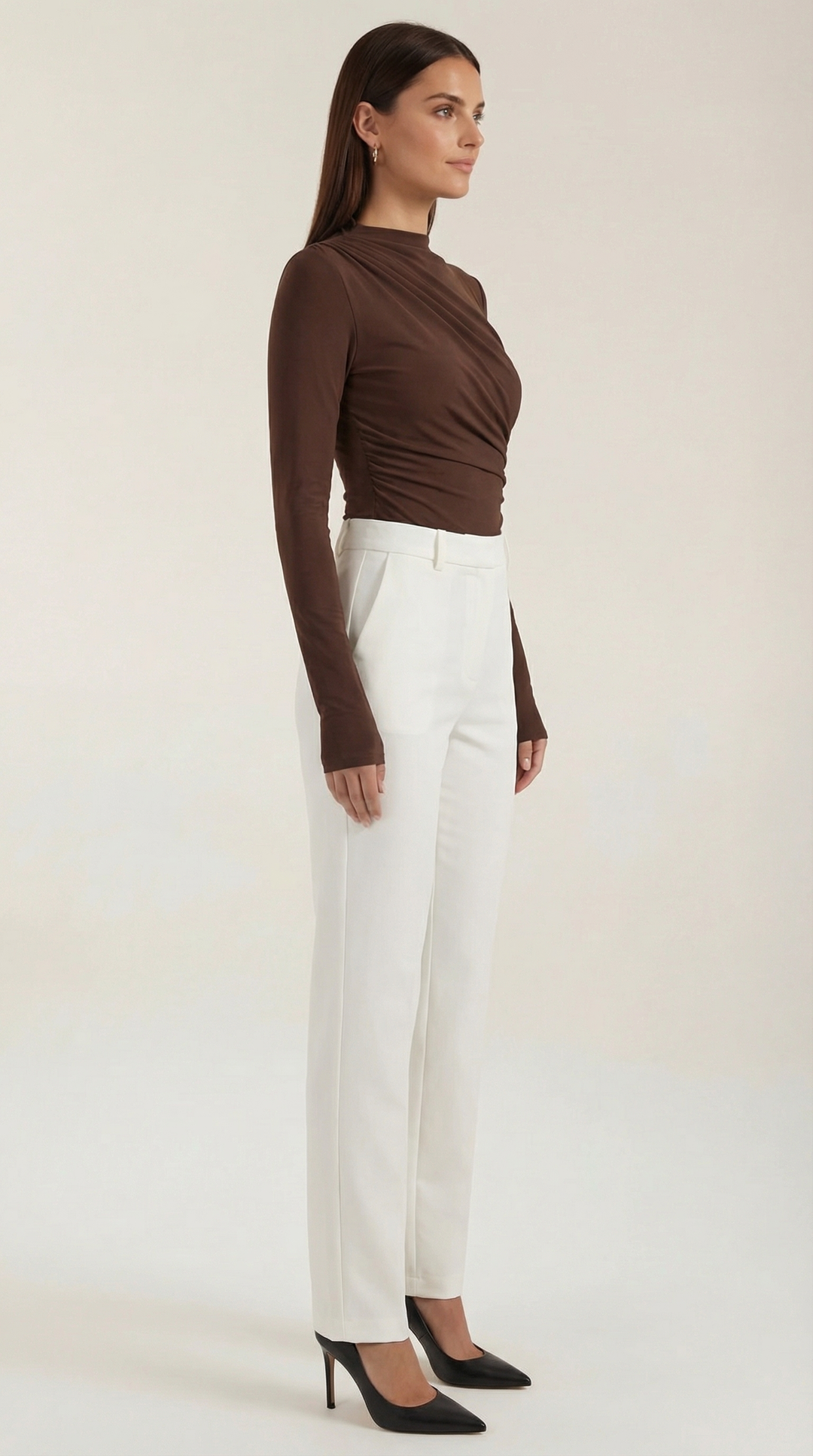 Audrey Ruched Long-Sleeve Bodysuit