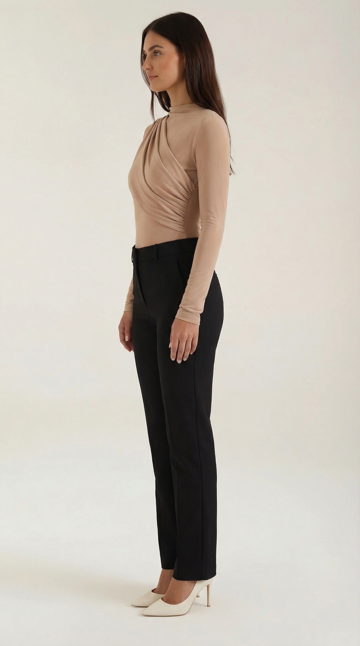Audrey Ruched Long-Sleeve Bodysuit
