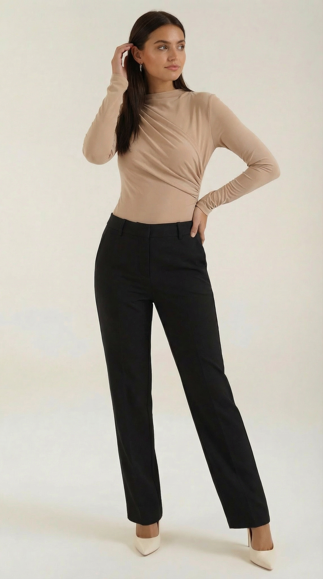 Audrey Ruched Long-Sleeve Bodysuit