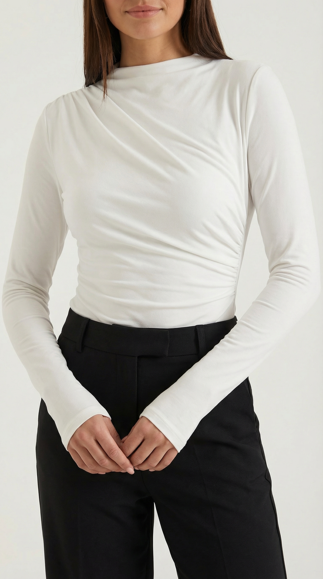 Audrey Ruched Long-Sleeve Bodysuit