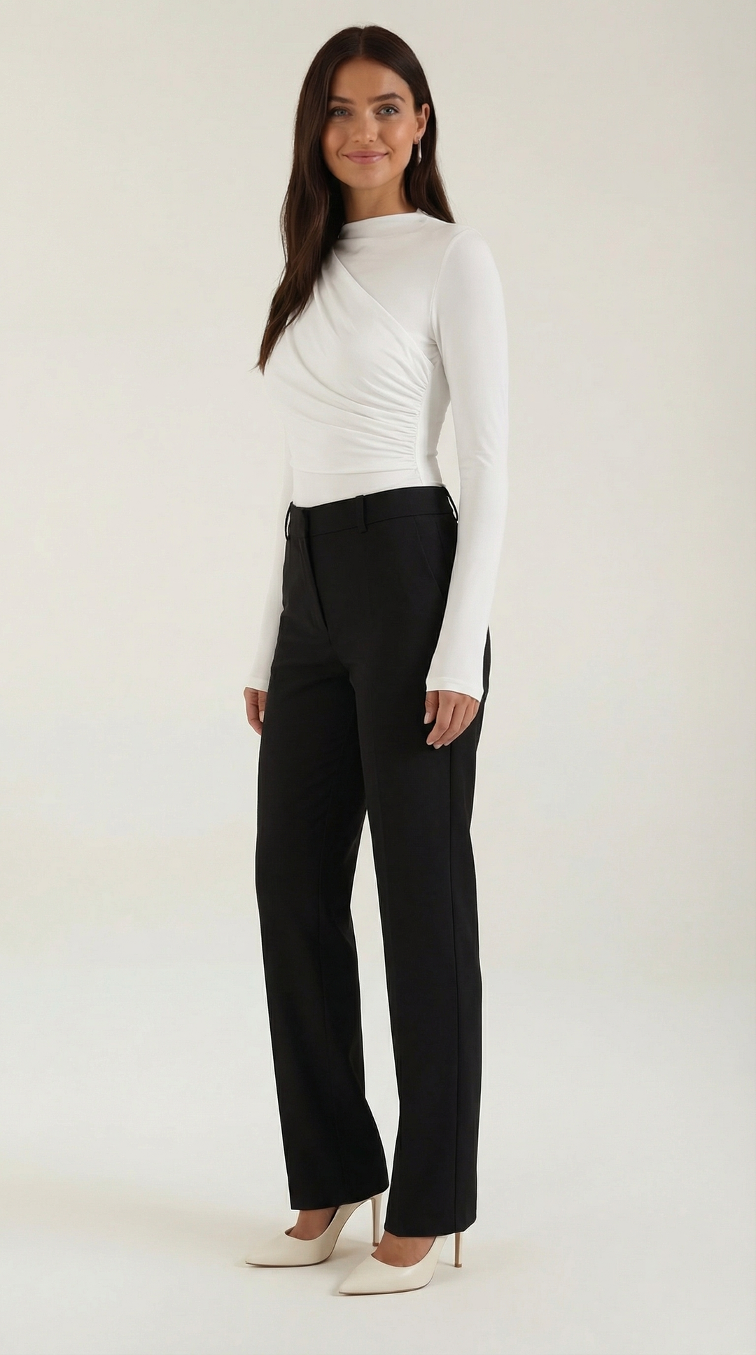 Audrey Ruched Long-Sleeve Bodysuit