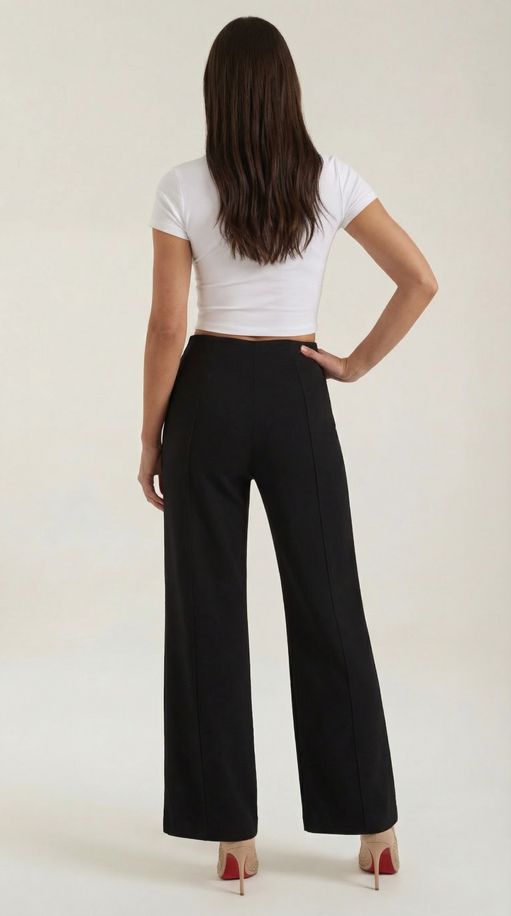 Brooke White Mid Waist Baggy Trousers
