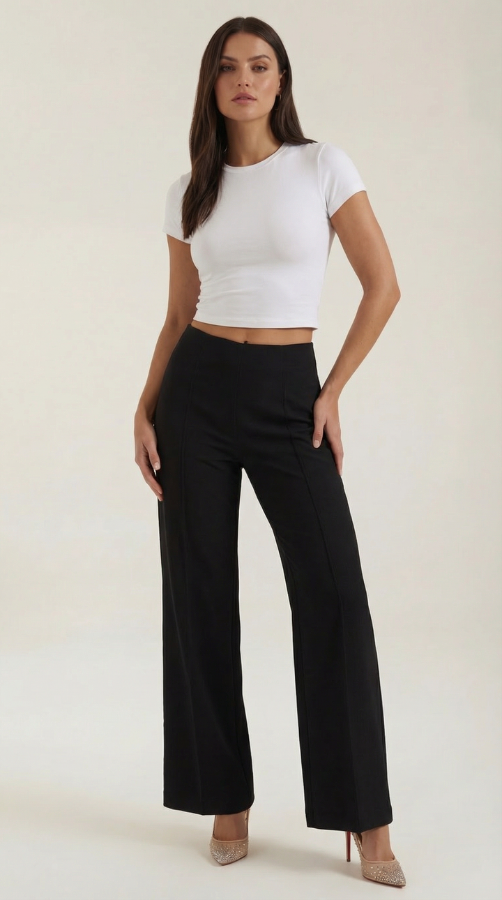 Brooke White Mid Waist Baggy Trousers