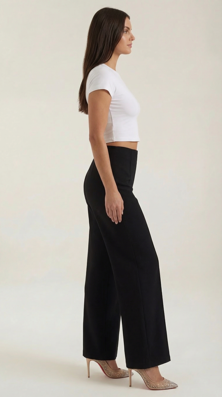 Brooke White Mid Waist Baggy Trousers