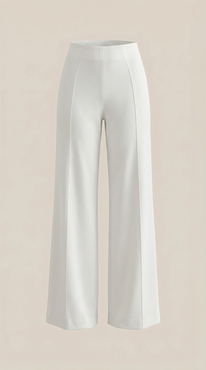 Brooke White Mid Waist Baggy Trousers