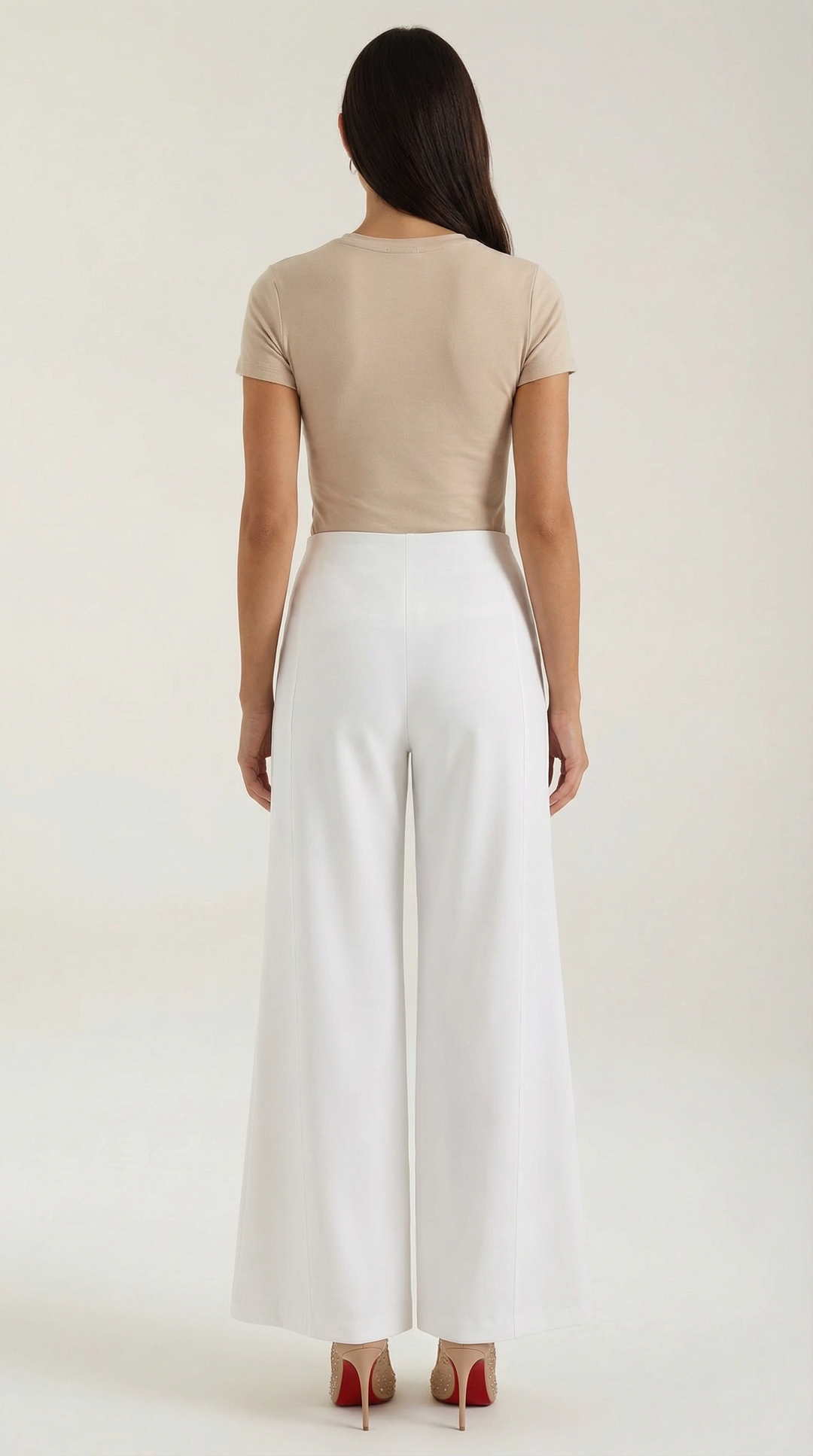 Brooke White Mid Waist Baggy Trousers