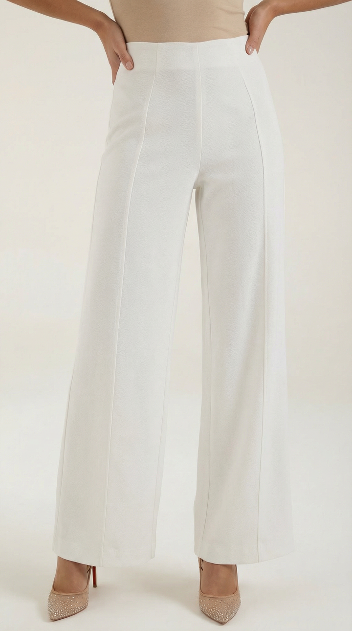 Brooke White Mid Waist Baggy Trousers