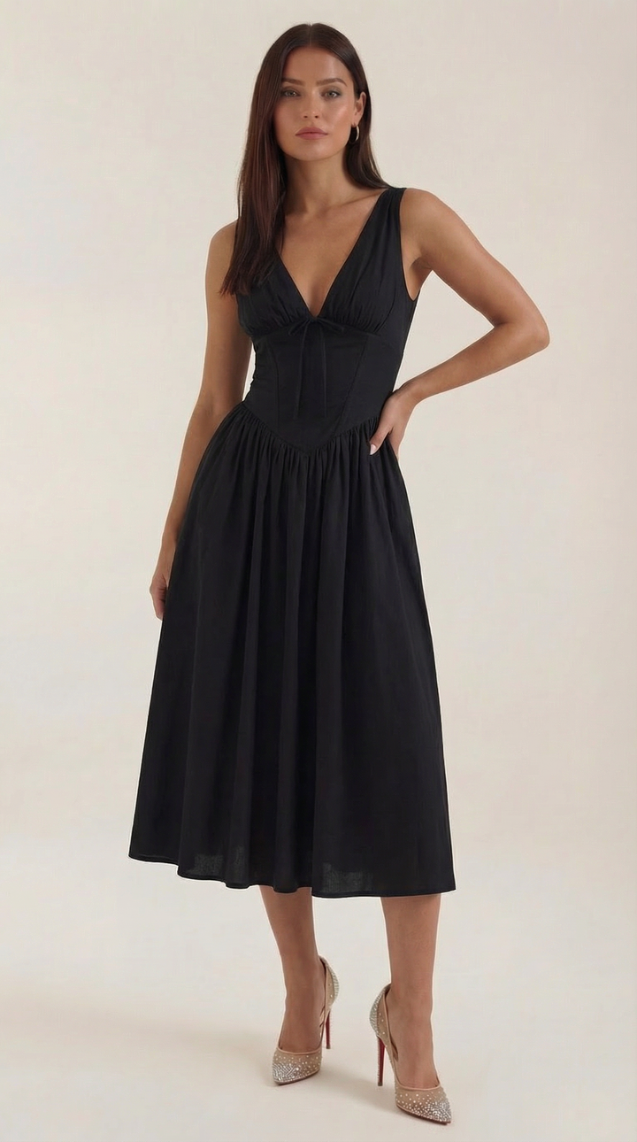 Cassiopeia Midi Plunge Dress