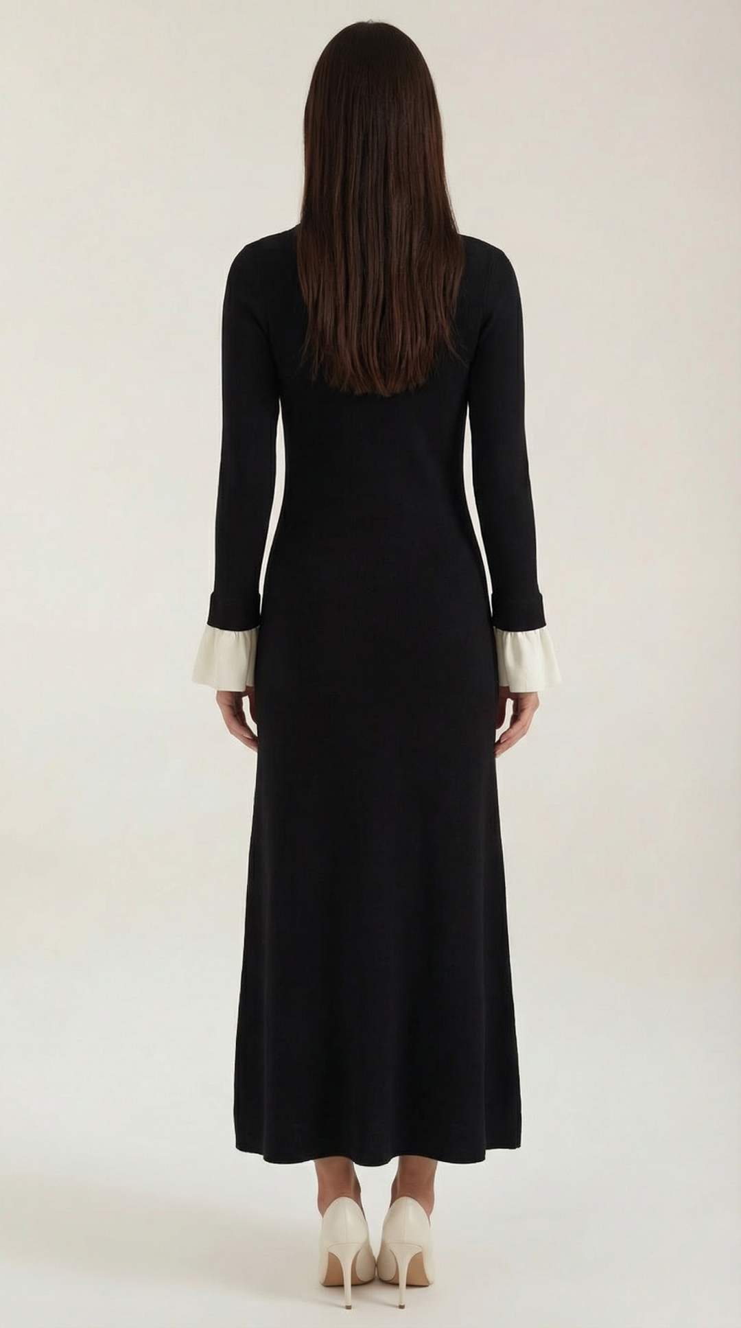 Charlotte Contrast Cuff Knit Maxi Dress