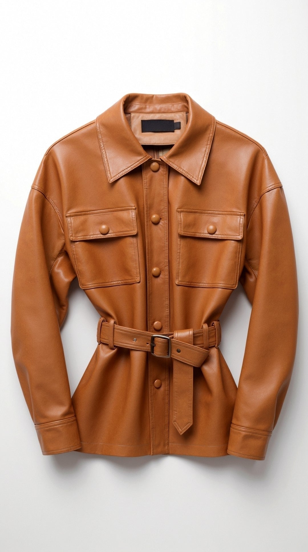 Christina Belted PU Leather Jacket