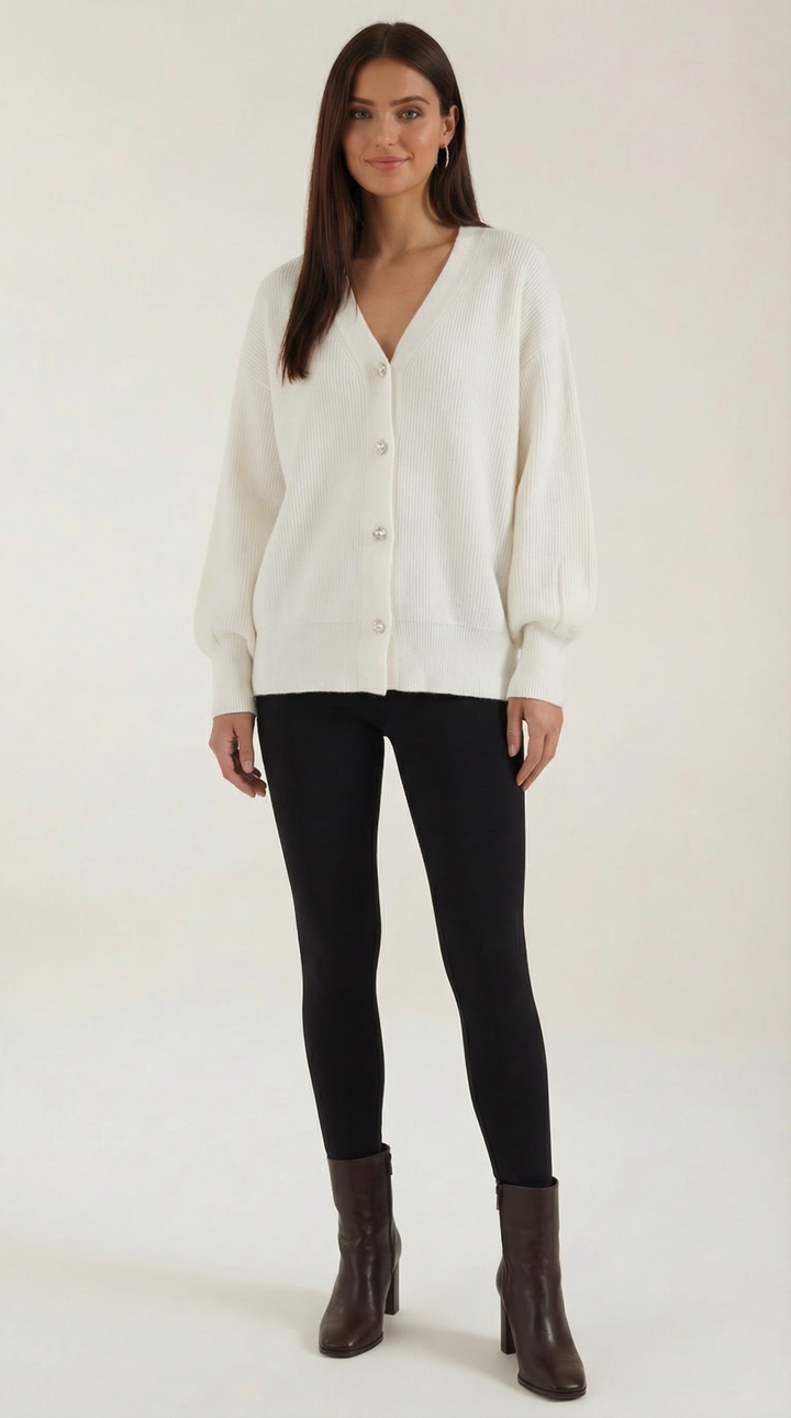 Cindy Pearl Button Knit Cardigan