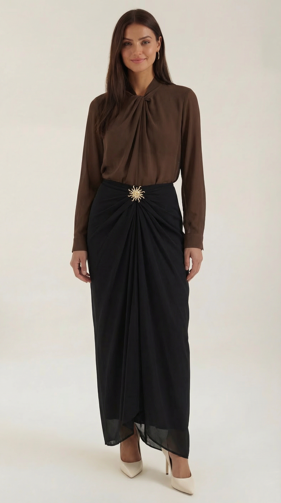 Cleo Ruched Midi Skirt