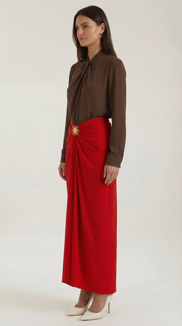 Cleo Ruched Midi Skirt