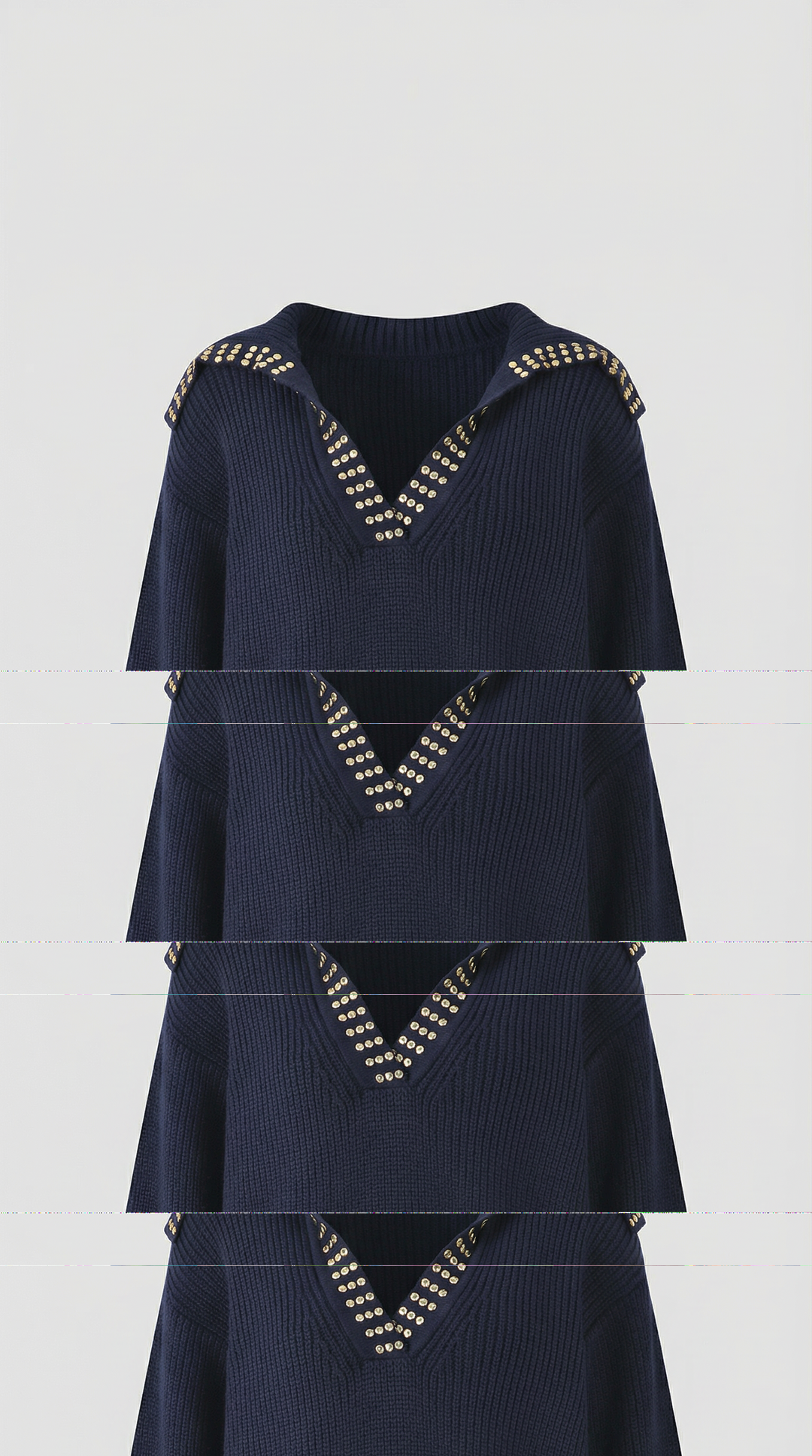 Darlene Studded V-Neck Collar Sweater