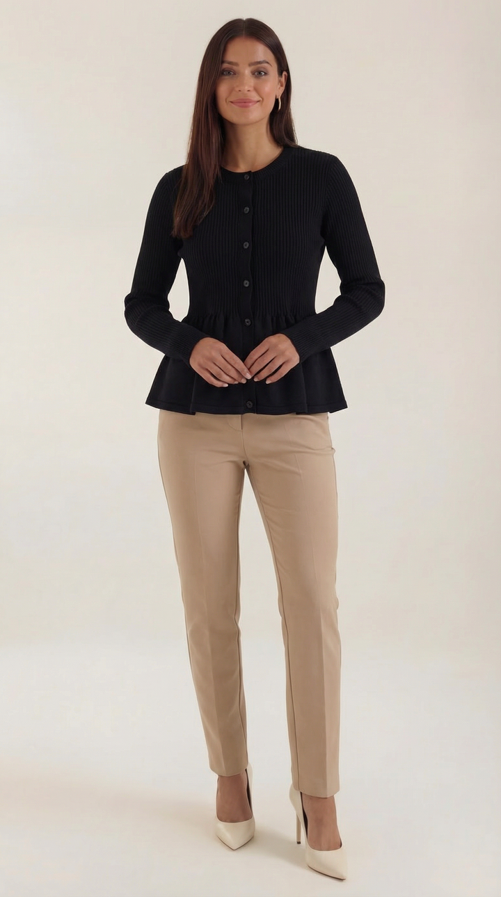 Diana Buttoned Peplum Cardigan