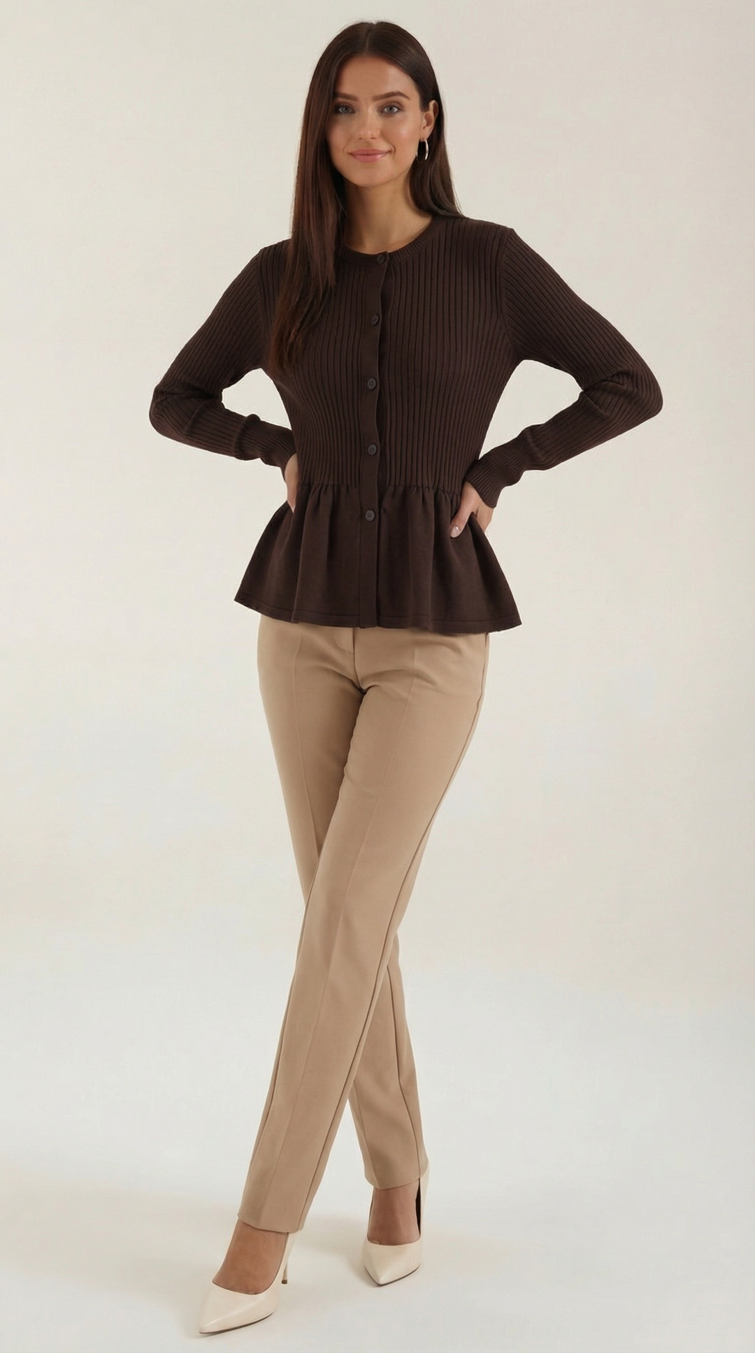 Diana Buttoned Peplum Cardigan
