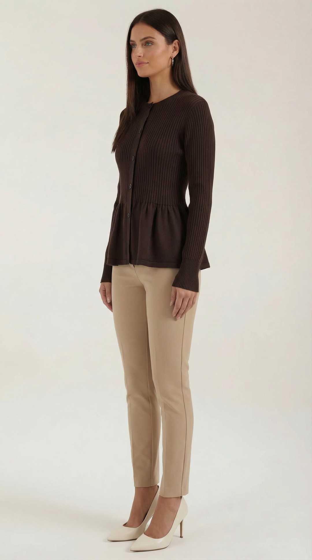Diana Buttoned Peplum Cardigan
