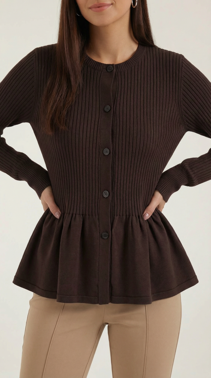 Diana Buttoned Peplum Cardigan