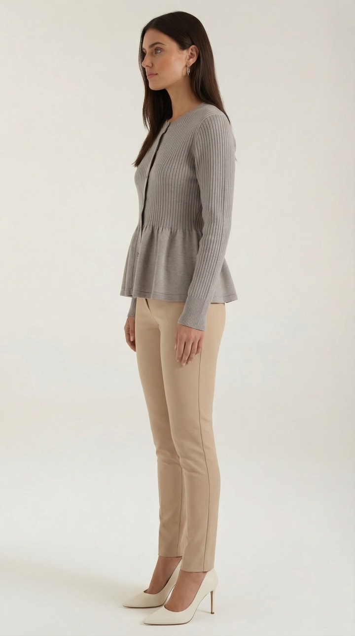 Diana Buttoned Peplum Cardigan