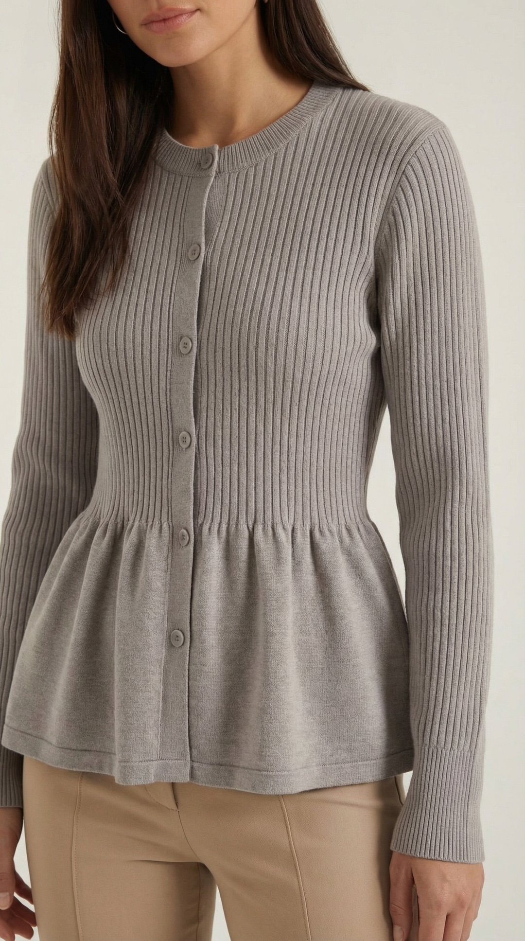 Diana Buttoned Peplum Cardigan