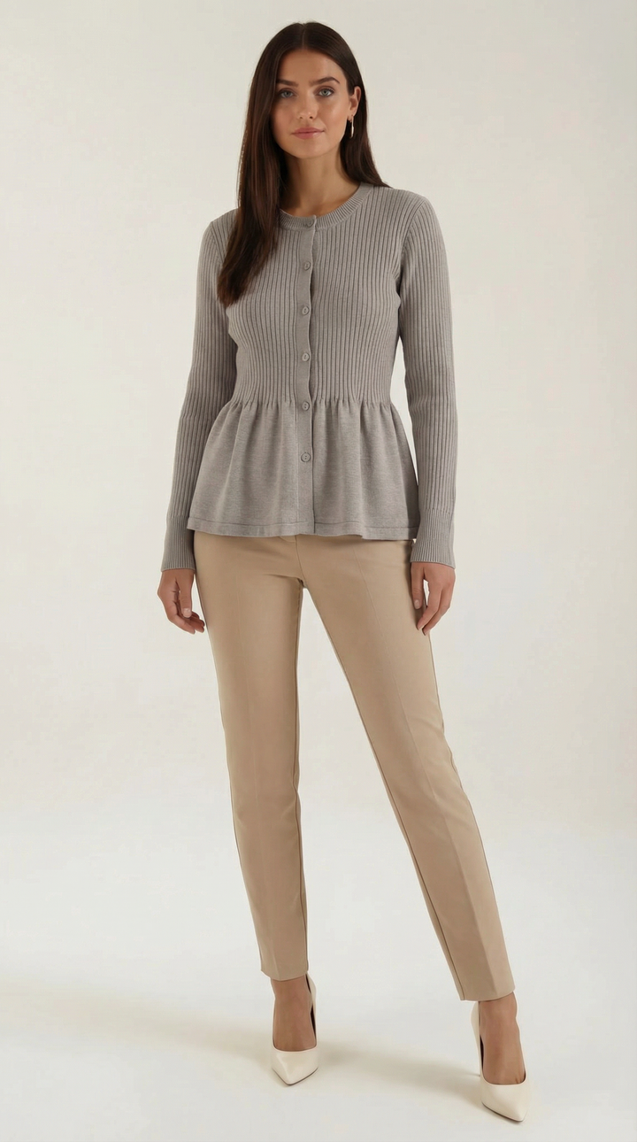 Diana Buttoned Peplum Cardigan