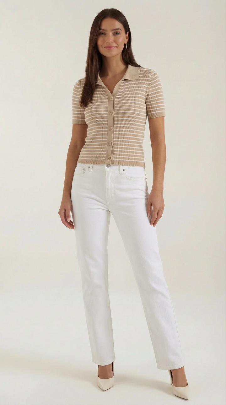 Edith Striped Polo Top