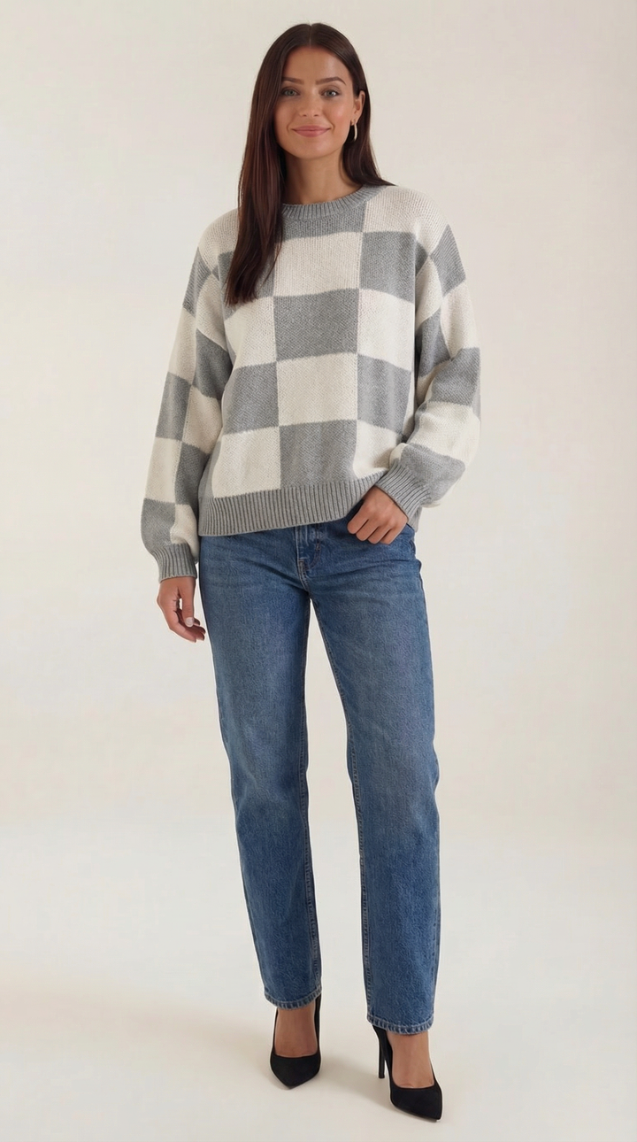 Emma Checkered Knit Sweater