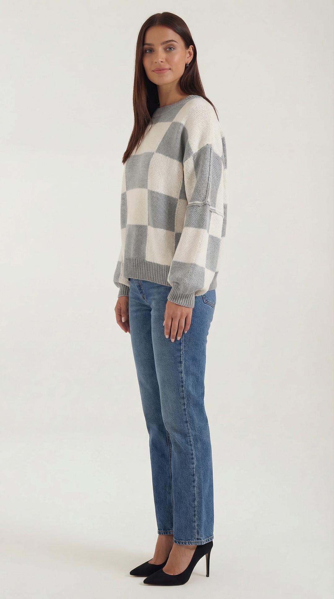 Emma Checkered Knit Sweater
