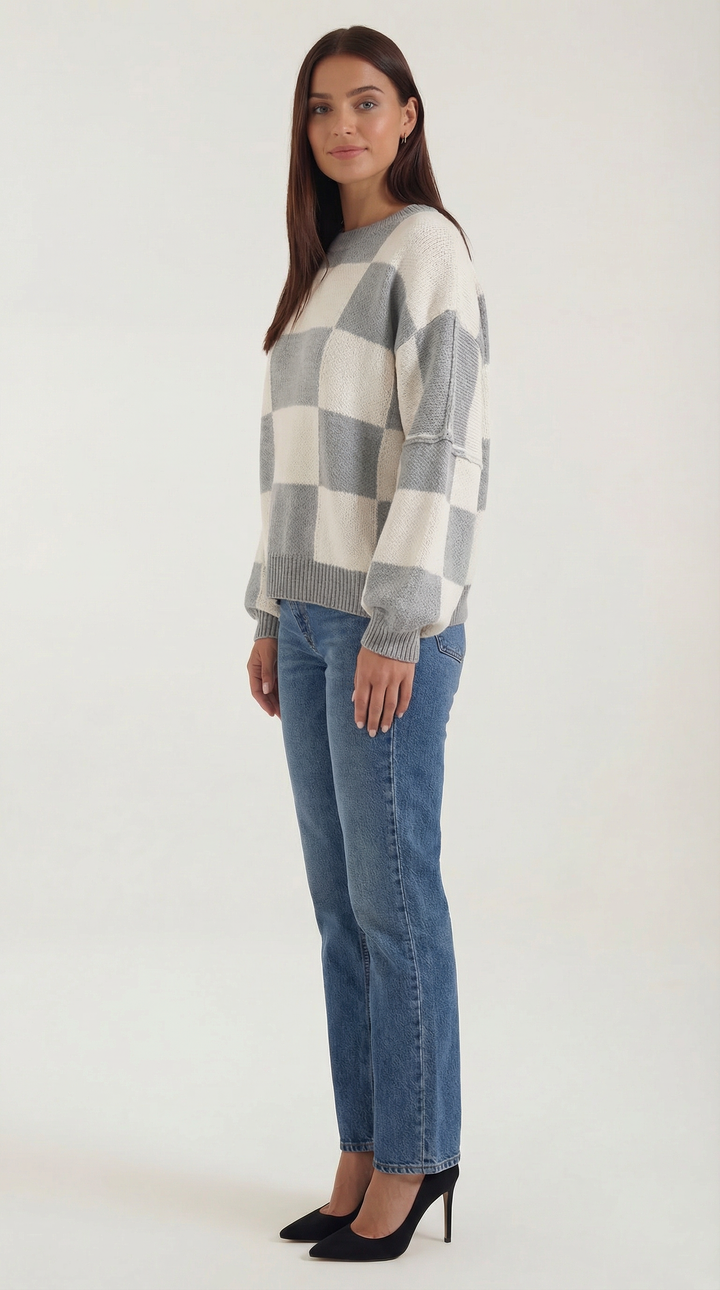Emma Checkered Knit Sweater
