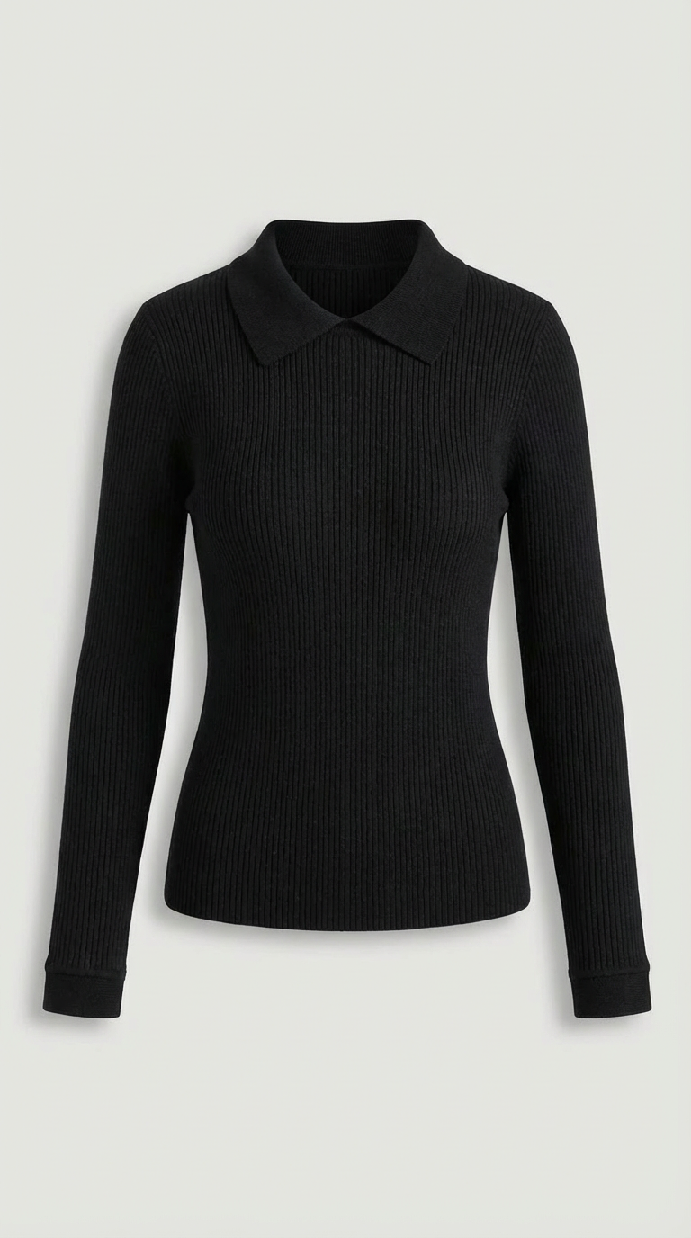 Gail Collared Long Sleeve Knit Top