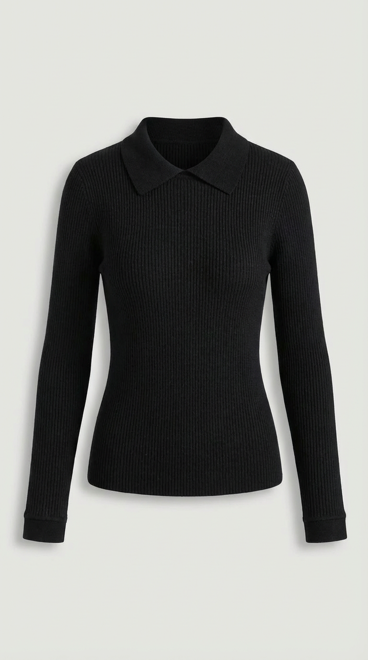 Gail Collared Long Sleeve Knit Top