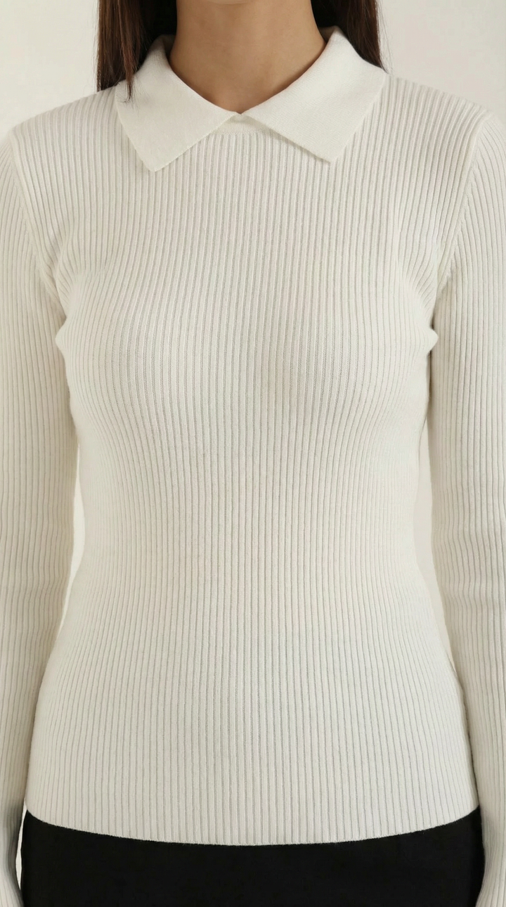 Gail Collared Long Sleeve Knit Top
