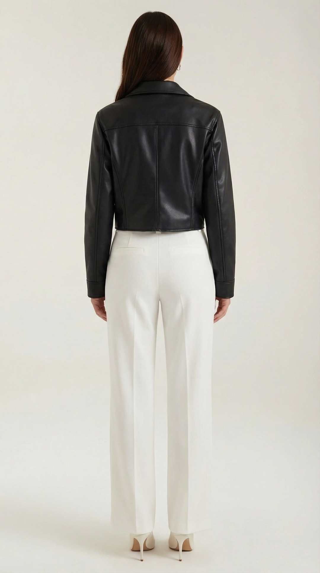 Heather Cropped Faux Leather Jacket