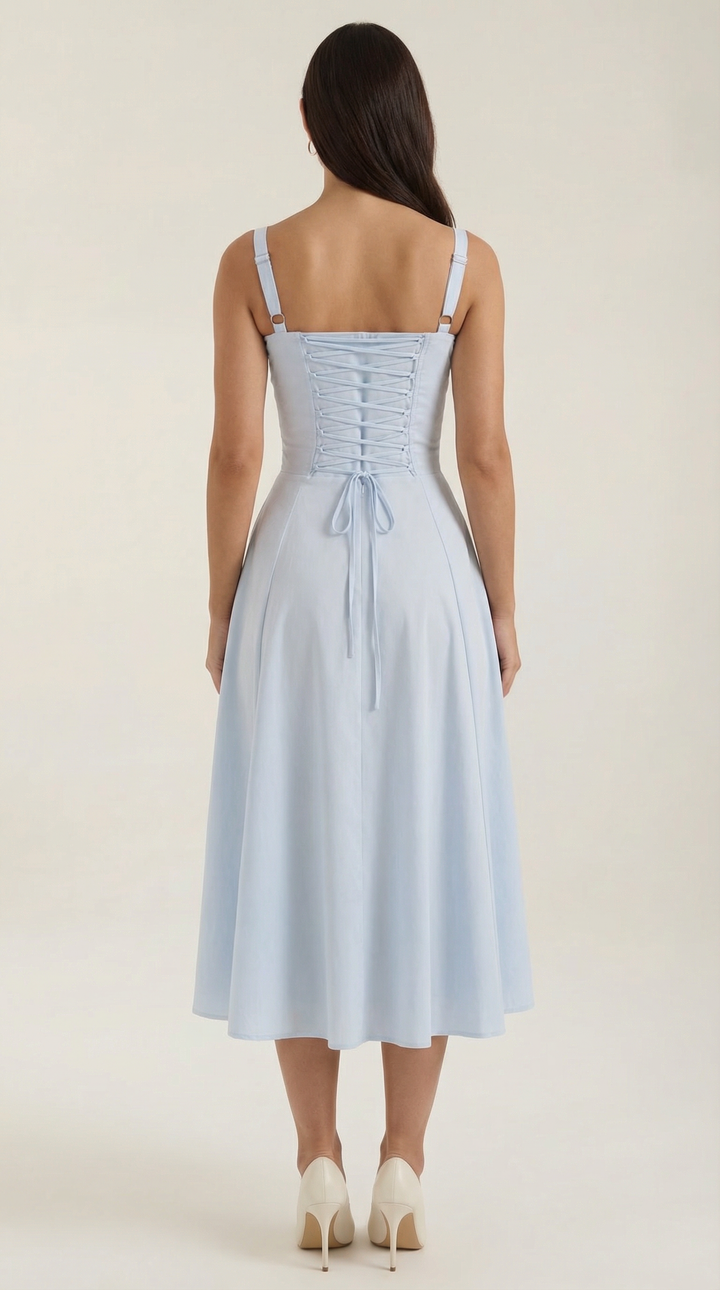 Jade Lace Up Midi Dress