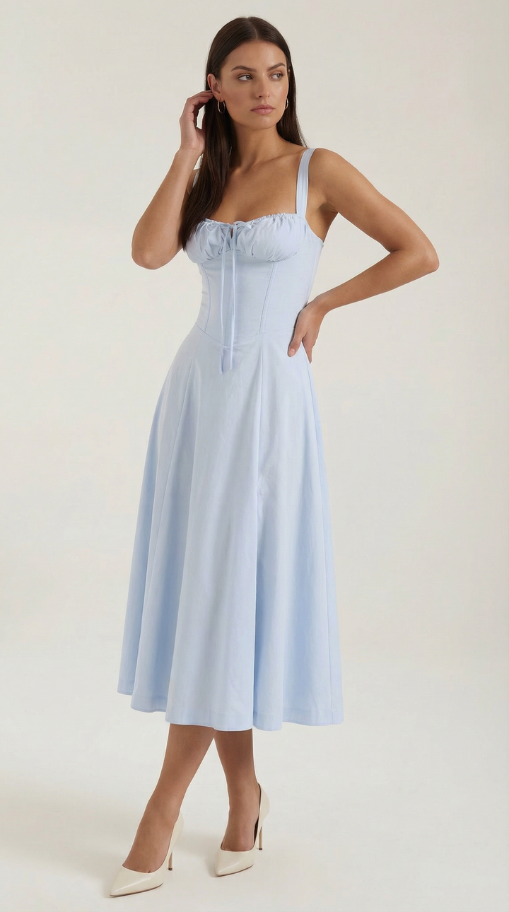 Jade Lace Up Midi Dress