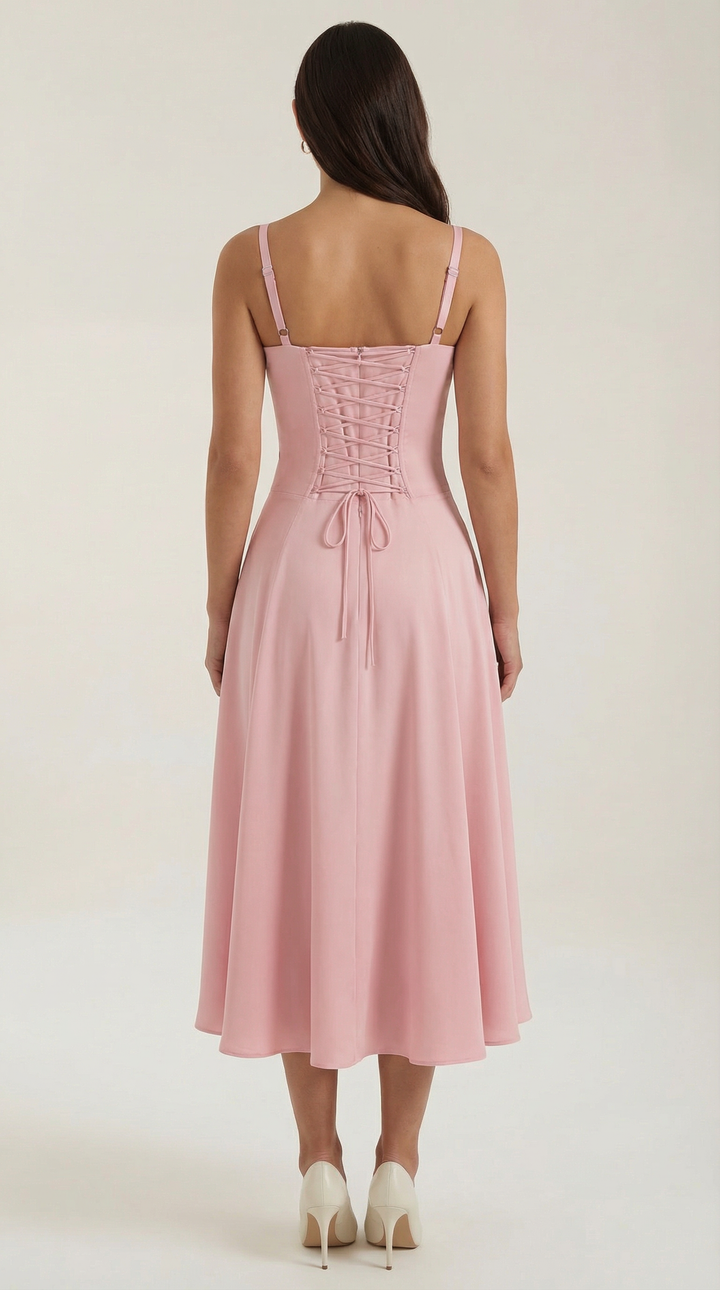 Jade Lace Up Midi Dress