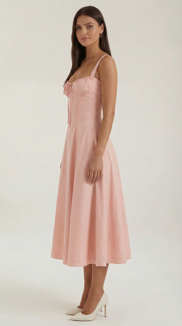 Jade Lace Up Midi Dress