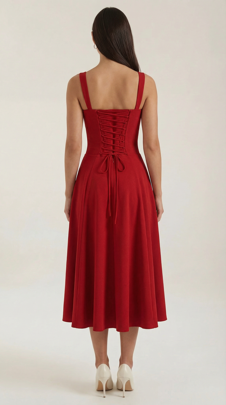 Jade Lace Up Midi Dress