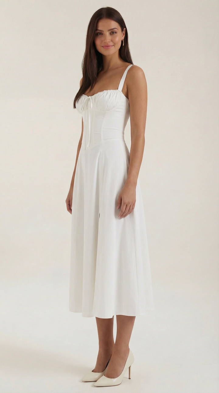 Jade Lace Up Midi Dress