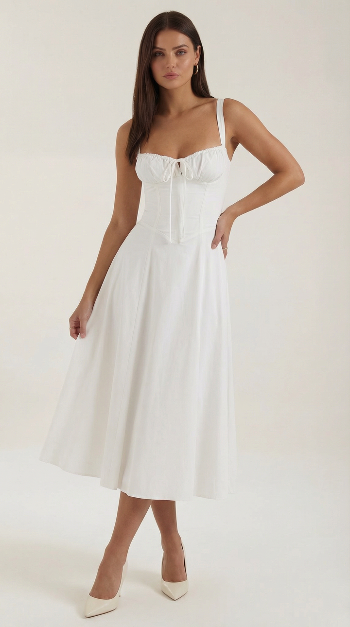 Jade Lace Up Midi Dress