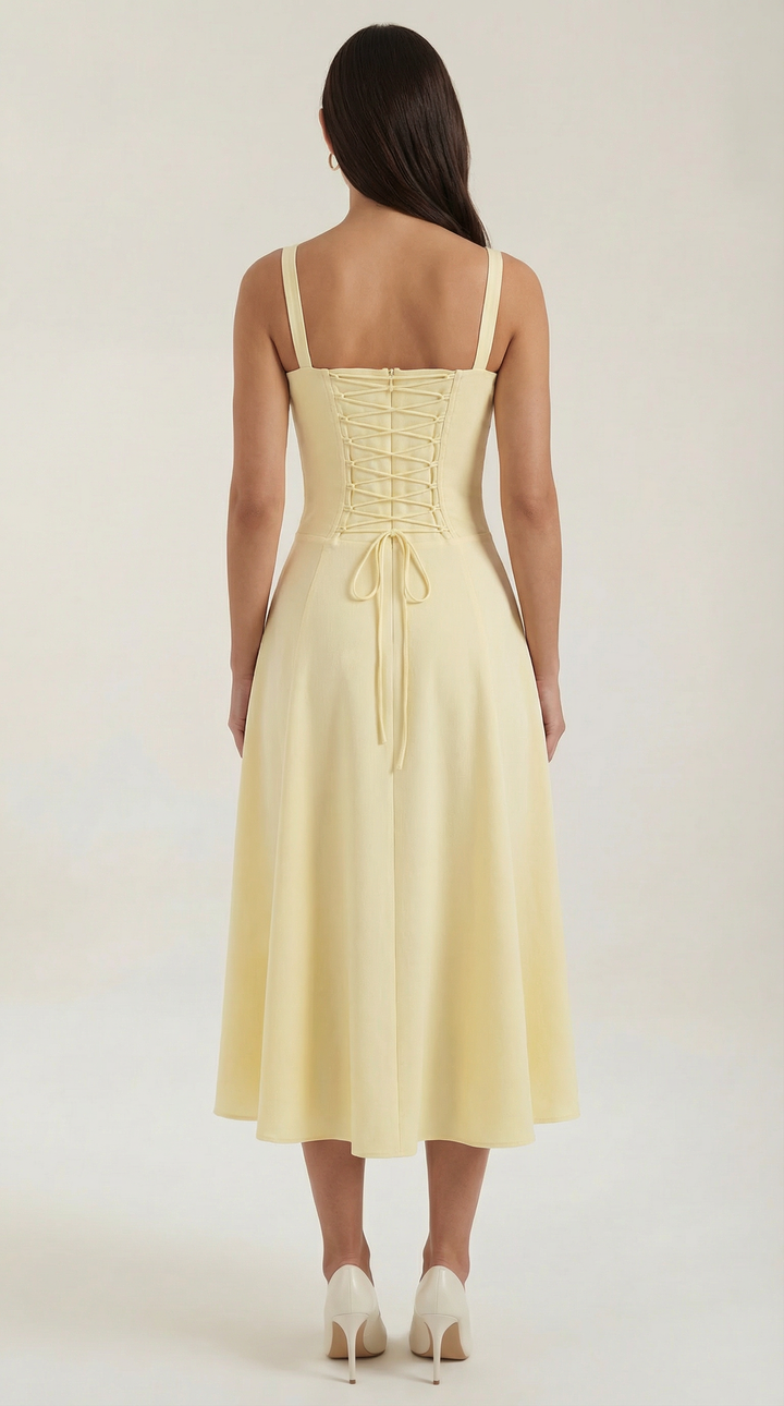 Jade Lace Up Midi Dress